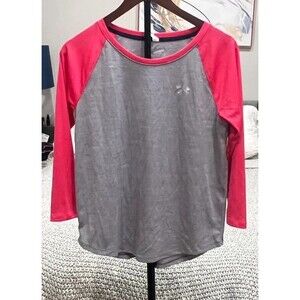 Under Armour HeatGear Women’s 3/4 Sleeve Baseball Tee Gray & Pink Size Small
